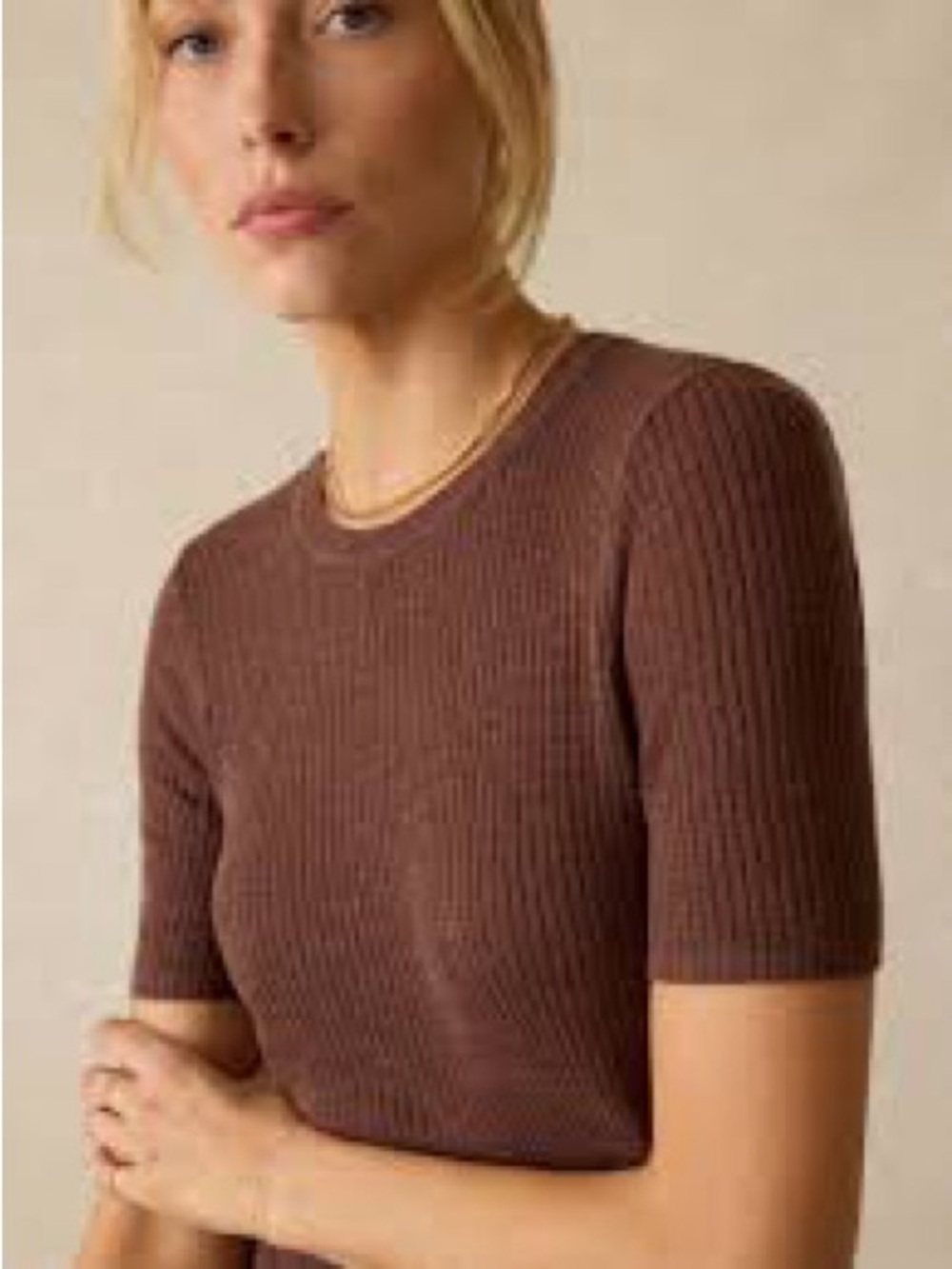 Faherty/Miramar Linen Mini Rib Tee - Cocoa